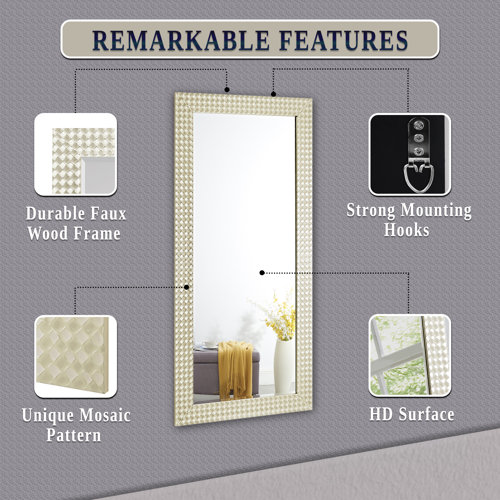 Everly Quinn Beaded Floor Mirror, Full Length Wall Mirror for Bedroom